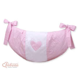 Toys bag- Hanging Hearts white polka dots on pink