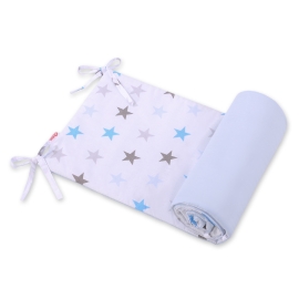 Universal bumper for cot - gray -blue stars
