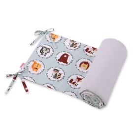 Universal bumper for cot - mint animals