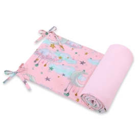 Universal bumper for cot - moons pink