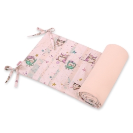 Universal bumper for cot - Owls cream-mint