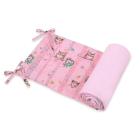 Universal bumper for cot - Owls pink