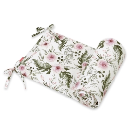 Universal bumper for cot - peony flower pink