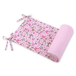 Universal bumper for cot - pink butterflies