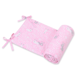 Universal bumper for cot - pink rabbits
