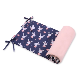Universal bumper for cot -rabbits navy blue