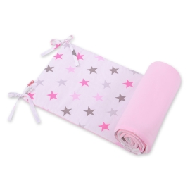 Universal bumper for cot - stars gray - pink /pink