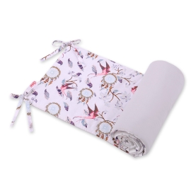 Universal bumper for cot -swallows pink