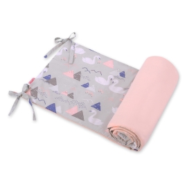 Universal bumper for cot - Swans gray