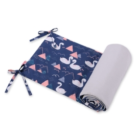 Universal bumper for cot -Swans navy blue