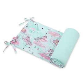 Universal bumper for cot - unicorn mint