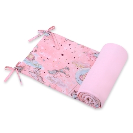 Universal bumper for cot - unicorn pink