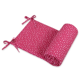 Universal bumper for cot - wine red stars