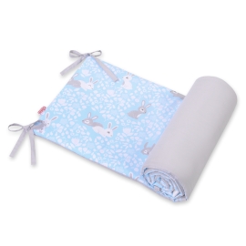 Universal double-sided bumper for cot - blue rabbits