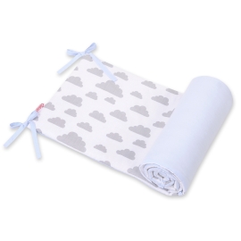 Universal double-sided bumper for cot - clouds gray/blue