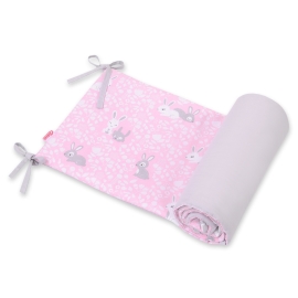Universal double-sided bumper for cot - pink rabbits