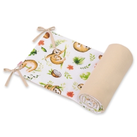 Universal double-sided bumper for cot - sloths beige/beige