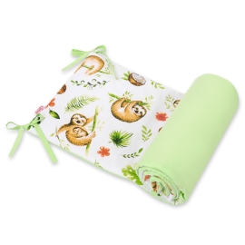 Universal double-sided bumper for cot - sloths beige/green