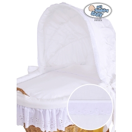 White Bedding Set with White Embroidered Lace 2-pcs for Moses Basket/Wicker crib Charlotte no. 50102-912 or 70102-912