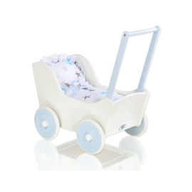 White with Blue Wooden Carriage for Dolls -765