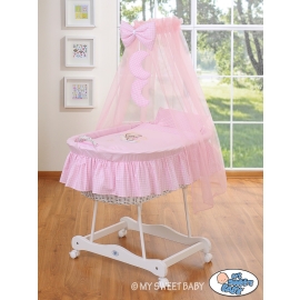 Wicker drape crib- Good night pink