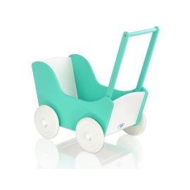 Wood Doll pram Mint-White