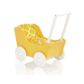 Wood Stroller Doll pram Yellow With White -723