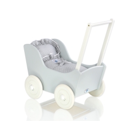 Wooden Doll Pram Stroller Gray-535