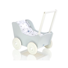Wooden Doll Pram Stroller Gray-740