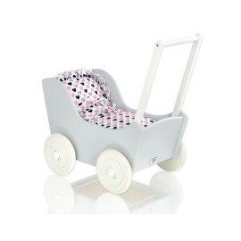 Wooden Doll Pram Stroller Gray-767