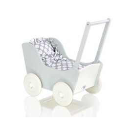 Wooden Doll Pram Stroller Gray-770