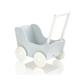 Wooden Doll Pram Stroller Gray