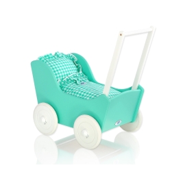 Wooden Doll Pram Stroller Mint -621