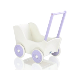 Wooden Doll pram White with Lilac