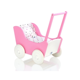 Wooden Doll Stroller Fuchsia-White -622