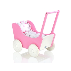 Wooden Doll Stroller Fuchsia-White -764