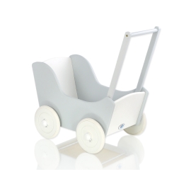 Wooden Doll Stroller Gray-White