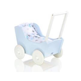 Wooden Doll Stroller Pram Blue -765