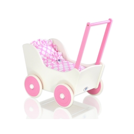 Wooden Doll Stroller White-Fuchsia -768