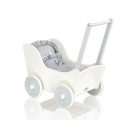 Wooden pram White with Gray -535