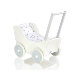 Wooden pram White with Gray -740