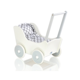 Wooden pram White with Gray -770