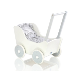 Wooden pram White with Gray White Gray Checkered