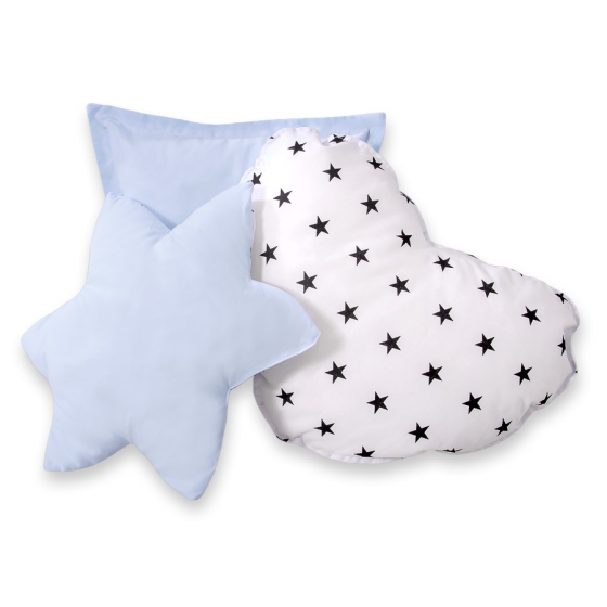 3pcs pillow set - Black Stars/blue