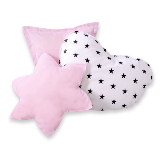 3pcs pillow set - Black Stars/pink