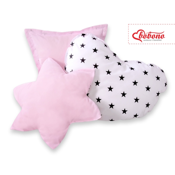 3pcs pillow set - Black Stars/pink