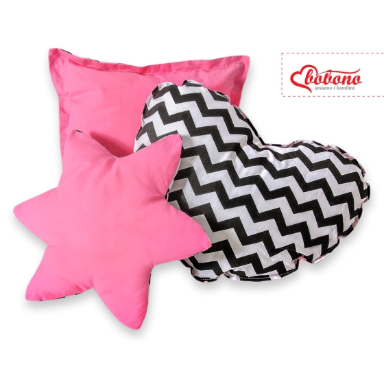 3pcs pillow set - Chevron black/ pink