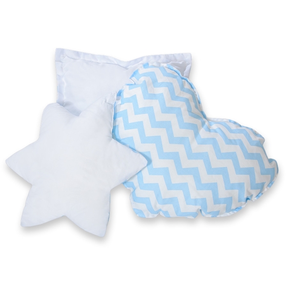 3pcs pillow set - Chevron blue