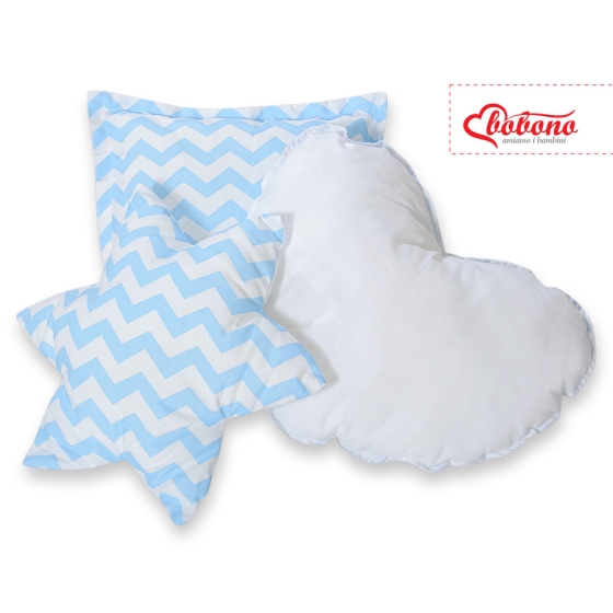 3pcs pillow set - Chevron blue