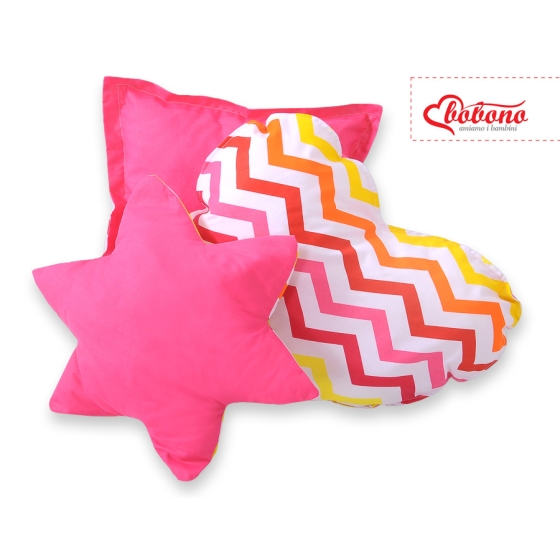 3pcs pillow set - Chevron pink-gelb